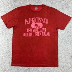PRPS GOODS&CO Red Graphic T Shirt "New York Japan Original Denim Brand" Men's‎ L